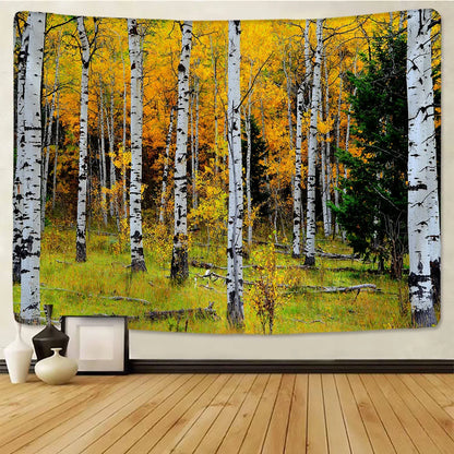 DecorBites™ Birch Forest Starry Sky Wall Tapestry: Psychedelic Hippie Mandala Landscape Art
