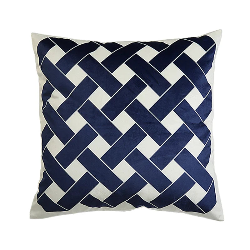 DecorBites™ Intersecting Geometric Velvet Printed Cushion Cover - Modern Nordic Sofa Decor 50x50cm