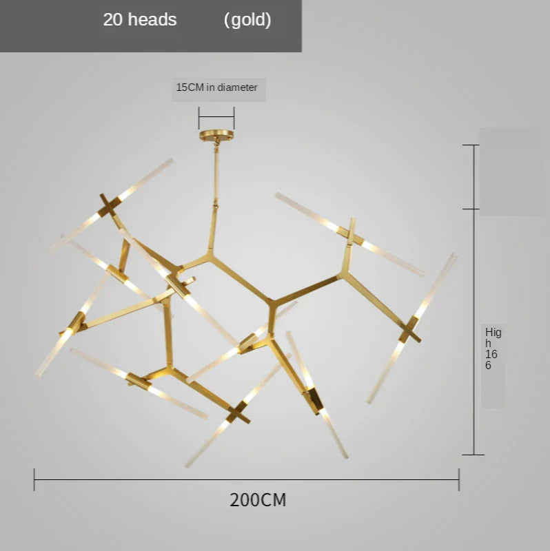 DecorBites™ Gold LED Chandelier: Modern Nordic Lighting Fixture for Indoor Decor.