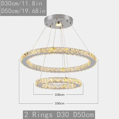 DecorBites™ Crystal LED Pendant Chandelier, Modern Nordic Ceiling Lamp for Living and Dining Room
