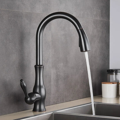 DecorBites™ Gold Swivel Spout Kitchen Faucet with Pull Down Sprayer
