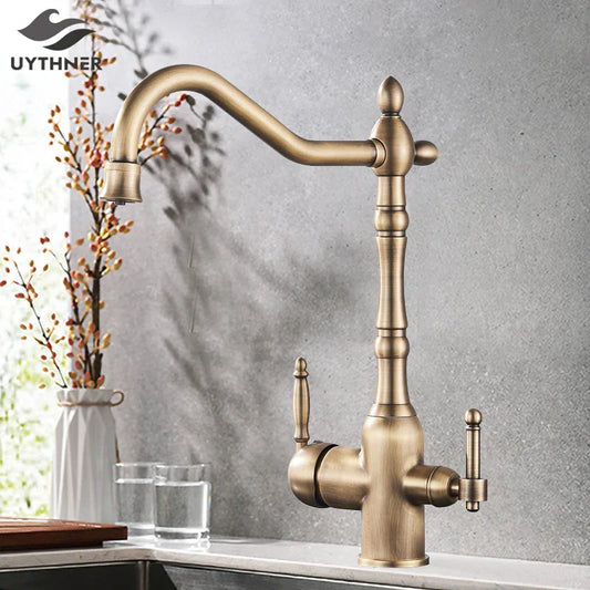 DecorBites™ Dual Spout Kitchen Water Filter Faucet Mixer with 360° Rotation and Water Purification