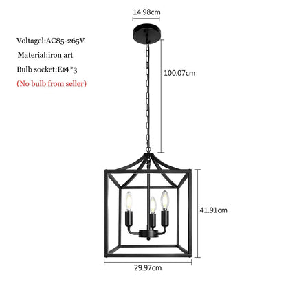 DecorBites™ Black Farmhouse Chandelier for Dining Kitchen Living Room E14 Lamp