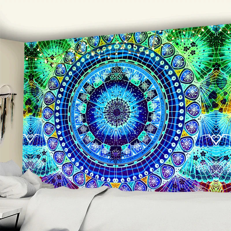 DecorBites™ Grey Mandala Carpet Tapestry Wall Hanging Decor Hippie Yoga Mat Tapestries