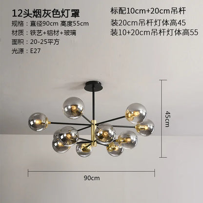 DecorBites™ Glass Ball LED Chandelier - Modern Indoor Lighting Fixtures for Living Room & Bedroom