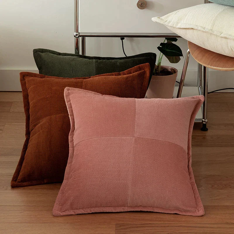DecorBites™ Corduroy Pillow Cover 45x45cm Modern Soft Solid Cushion for Home Sofa Bed