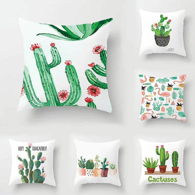 DecorBites™ Green Leaves Decorative Throw Pillowcase 45*45cm for Sofa Home Decor
