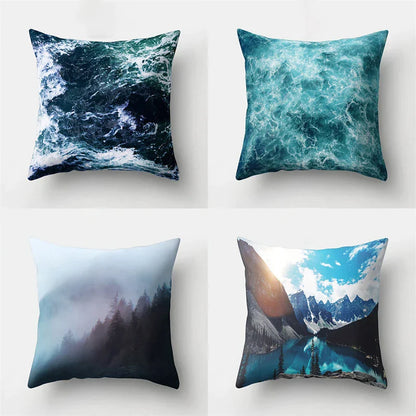 DecorBites™ Green Tropical Leaves Forest Pillowcase - Natural Mountain Ocean Wave Decor