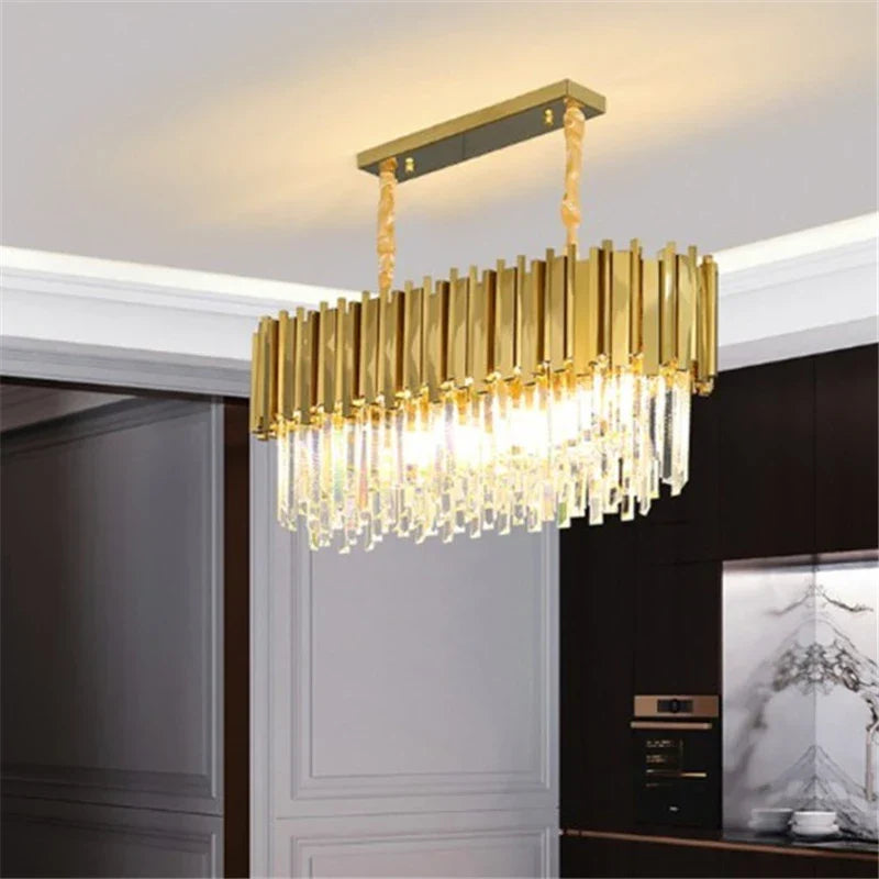 Gold Crystal Dining Chandelier K9 Round 80cm