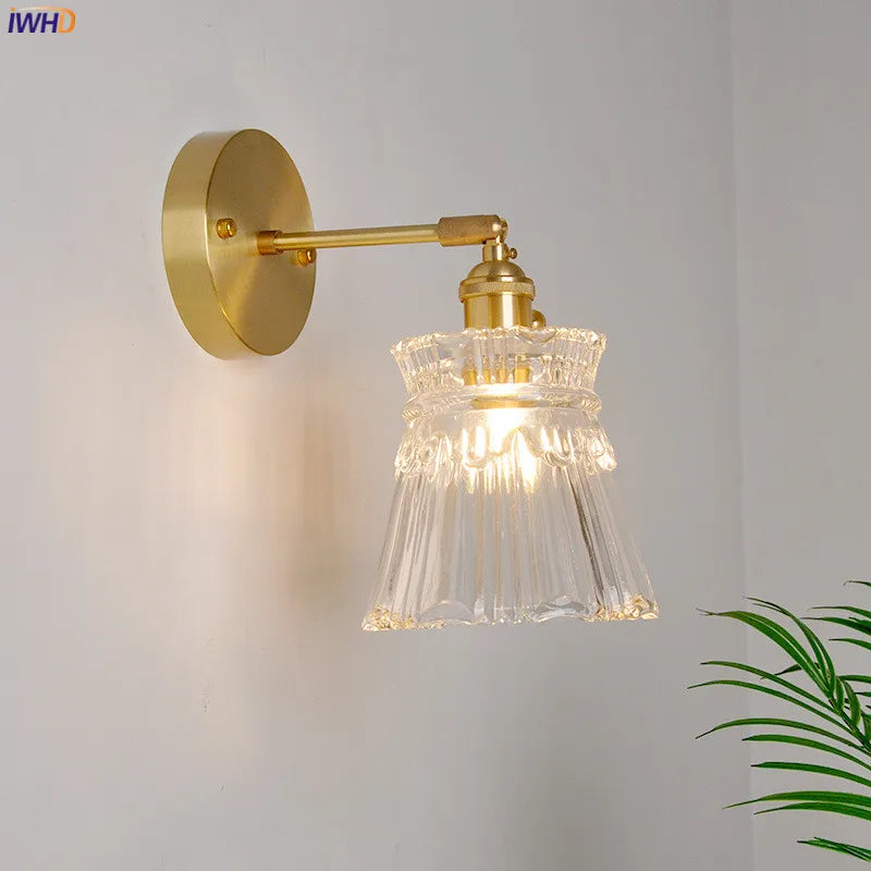 Copper Glass LED Sconce Japanese Style Stairway