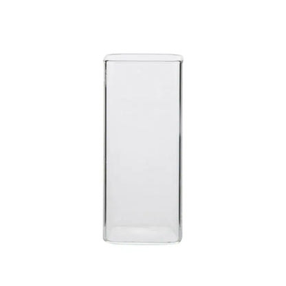 DecorBites™ 370ml Transparent Glass Square Tea Milk Cup - Temperature Resistant Juice Cup