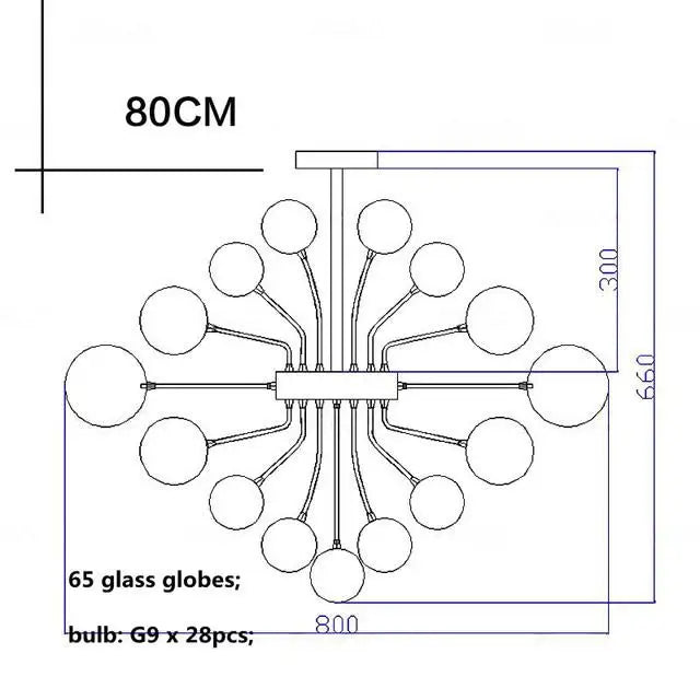 DecorBites™ Glass Globe LED Chandelier: Nordic Luxury Metal Pendant Lighting for Living Room