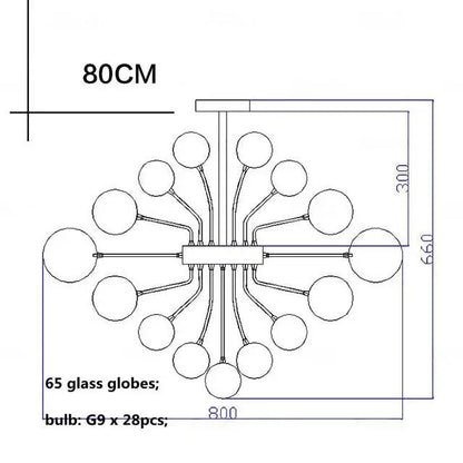 DecorBites™ Glass Globe LED Chandelier: Nordic Luxury Metal Pendant Lighting for Living Room