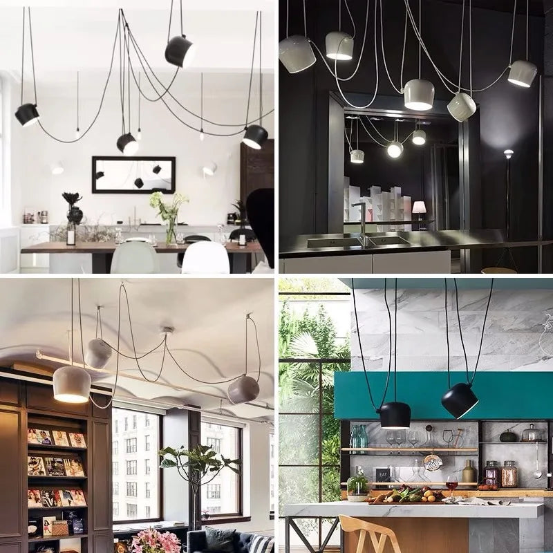 DecorBites™ Black Drum LED Pendant for Kitchen & Restaurant - Spider Industrial Ceiling Light