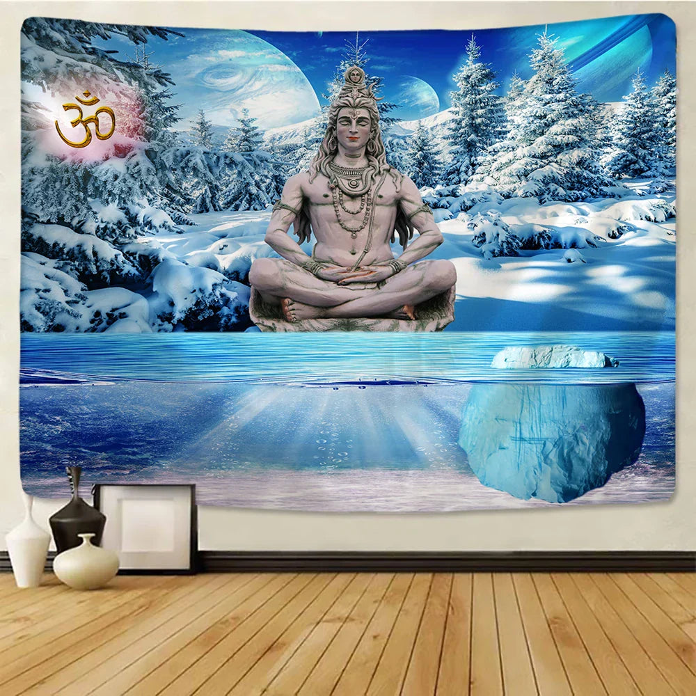 DecorBites™ Buddhism Wall Hanging Tapestry Blanket Rug for Beach, Picnic, Camping