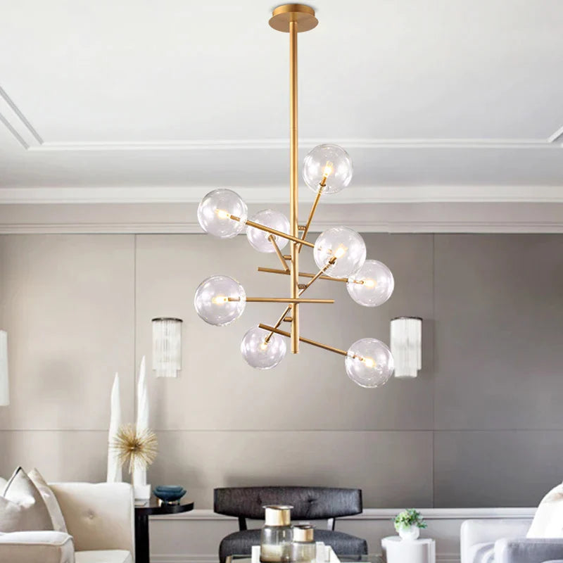 DecorBites™ Glass Ball Iron Chandelier for Home Hotel Villa Living Room