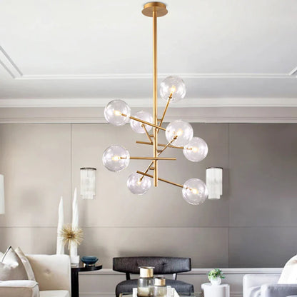 DecorBites™ Glass Ball Iron Chandelier for Home Hotel Villa Living Room