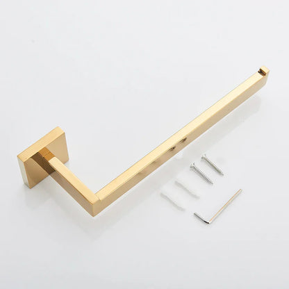 DecorBites™ Gold Bathroom Hardware Set: Robe Hook, Towel Rail, Shelf, Tissue Holder