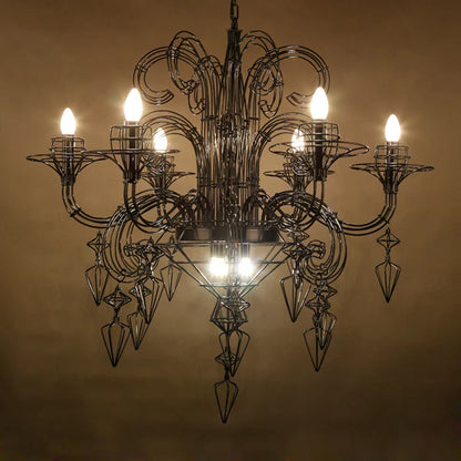 DecorBites™ Iron Baroque E14 LED Chandelier Suspension Lighting for Foyer