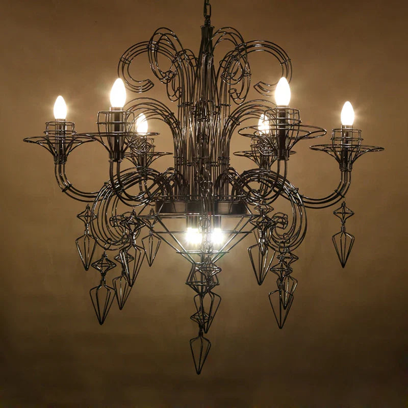 DecorBites™ Baroque Designer LED Chandelier Lighting in Gold Silver Black Iron