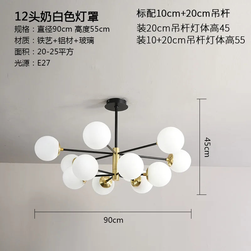 DecorBites™ Glass Ball LED Chandelier - Modern Indoor Lighting Fixtures for Living Room & Bedroom