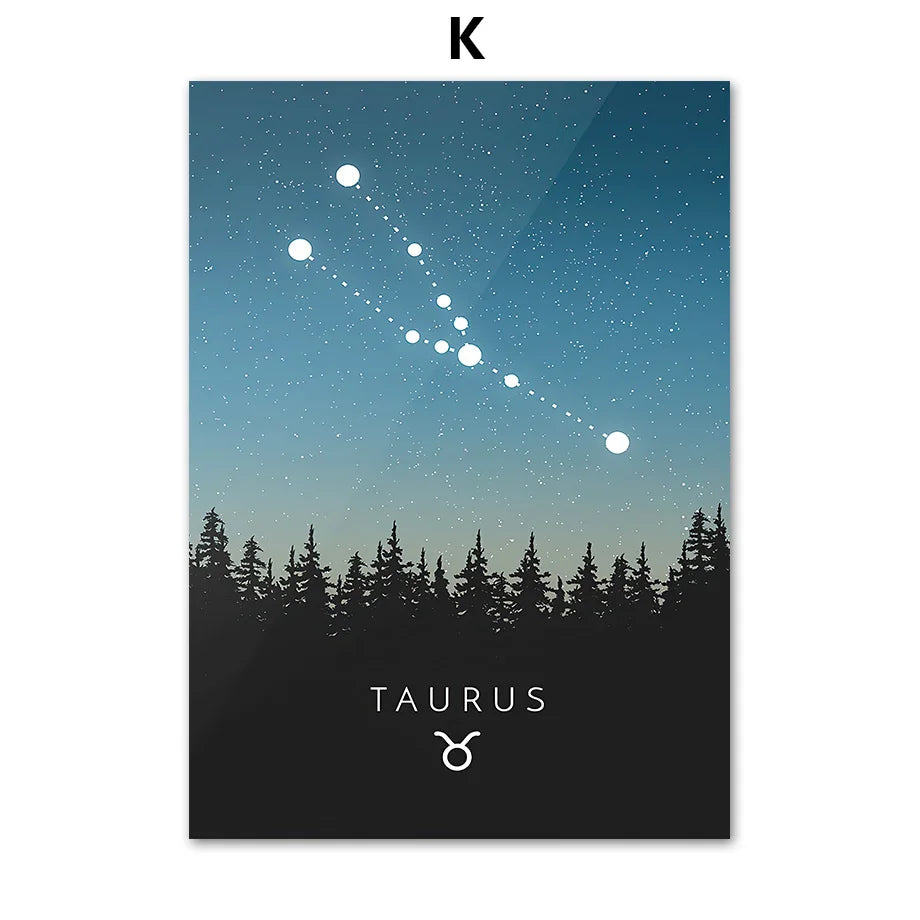 DecorBites™ Leo Cancer Zodiac Canvas Art Nordic Prints for Kids Room Home Decor