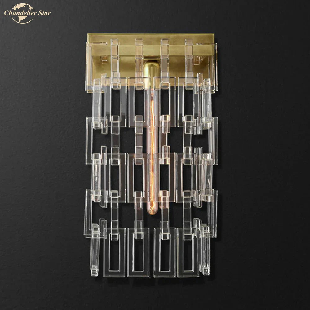 DecorBites™ Crystal Wall Sconce Lamp: Modern Art Deco Square Design for Home Interior