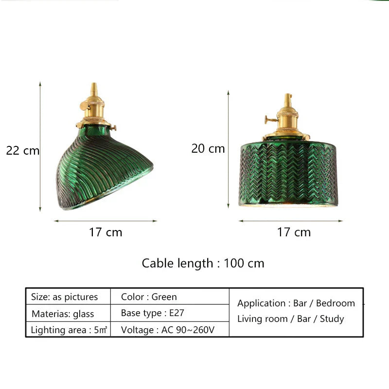 Green Glass Brass Chandelier