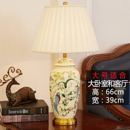 DecorBites™ Country Flower Bird Ceramic Table Lamp Modern Simple Retro Bedroom Bedside
