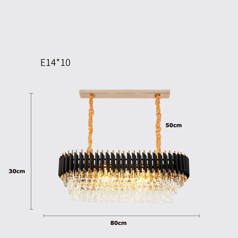 DecorBites™ Crystal Black Clear LED Chandelier Lighting for Staircase Foyer