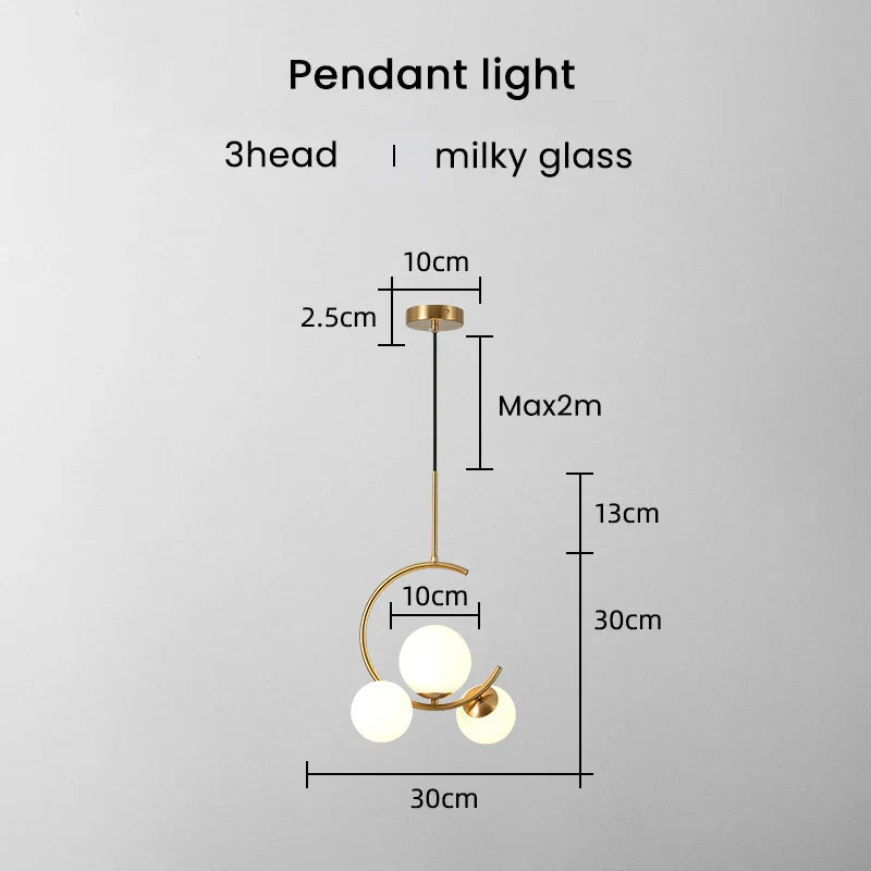 DecorBites™ Gold Glass Ball Chandelier for Living Room Kitchen Bedroom - 220V 110V
