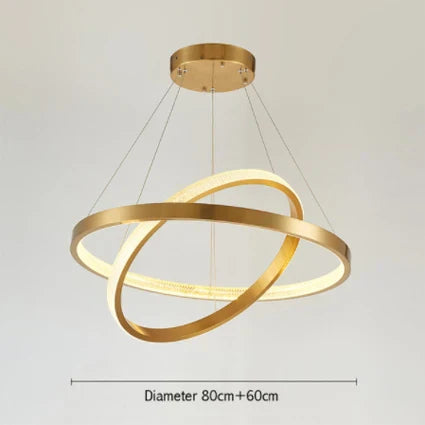 Gold Circle LED Chandelier 3-Ring Design