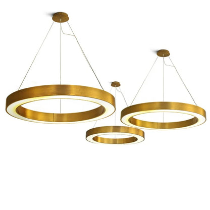DecorBites™ Gold Copper Pendant Lights Nordic LED Hanging Lamp Modern Circle Ring Suspension