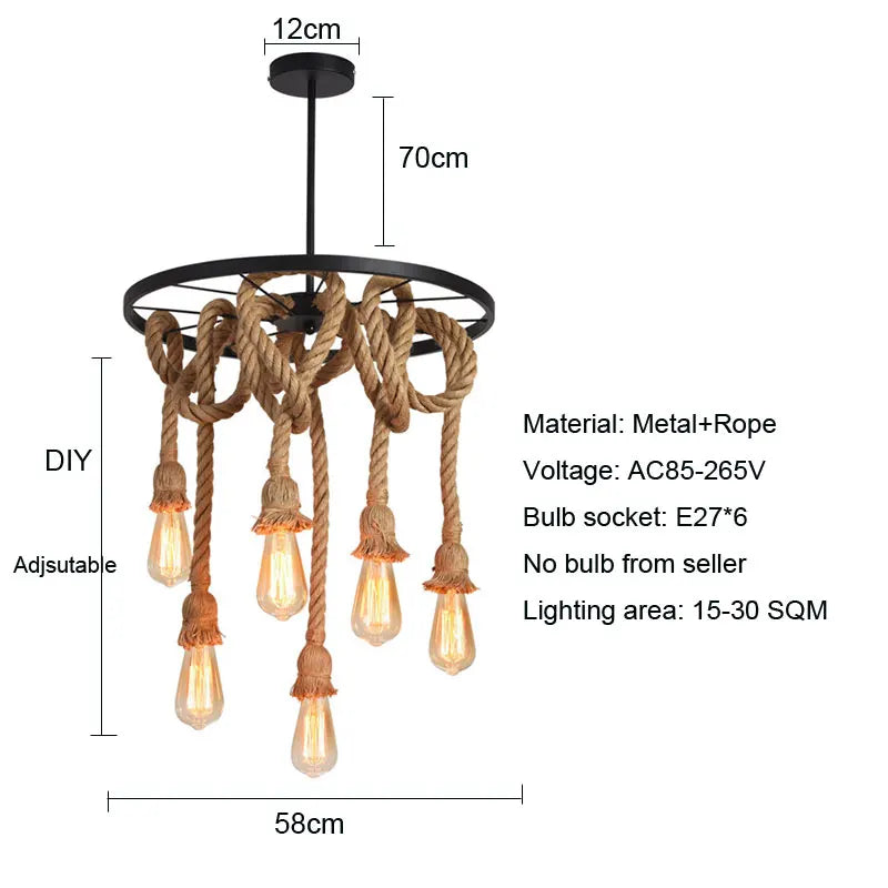 DecorBites™ Industrial Loft Chandelier for Living Room, Dining Room, Restaurant, and Bar