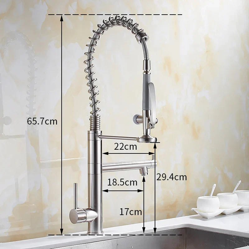 DecorBites™ Black Chrome Tall Kitchen Faucet with Pull Down Spray and Swivel Spout