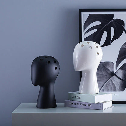 DecorBites™ Human Head Ceramic Vase for Nordic Style Flower Arrangement
