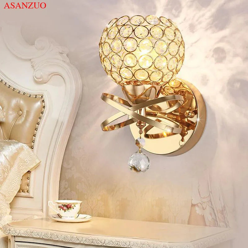 Gold Crystal LED Wall Lamp Single-Head Right