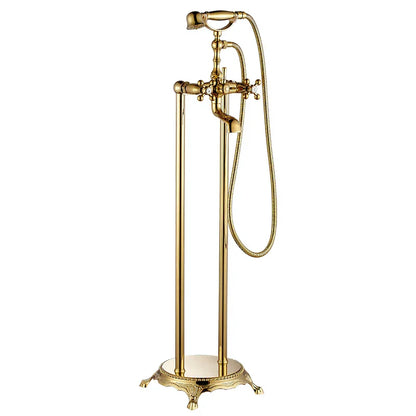 DecorBites™ Dual Ceramic Handle Freestanding Tub Faucet with Handshower