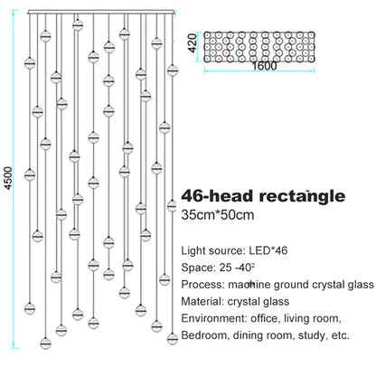 DecorBites™ Crystal Ball Chandelier: Stylish Meteor Shower Lighting for Restaurant, Bar, and Home