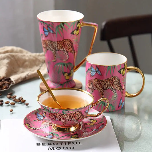 DecorBites™ Jungle Animals Bone China Coffee Mug Set for Tea Lovers and Office Use