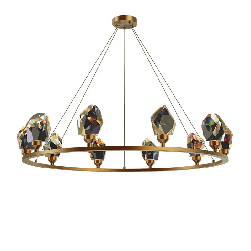 DecorBites™ Crystal Copper Round Chandelier: Elegant LED Suspension Lamp for Dinning Room