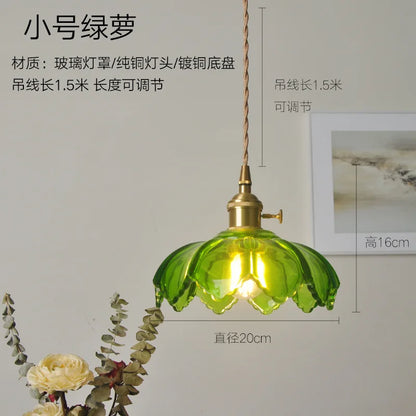 DecorBites™ Green Glass Pendant Light Switch Bar Bedroom Copper Hanging Lamp