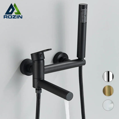 DecorBites™ Gold Bathtub Faucet with Swivel Tub Spout & Full Shower Set.