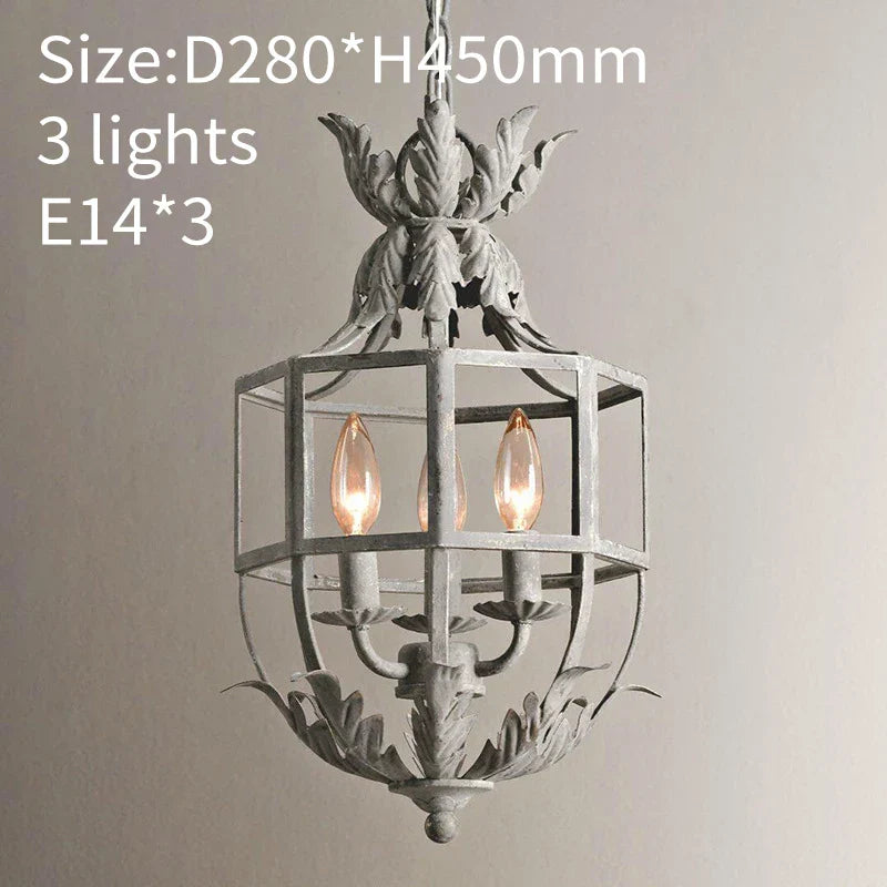 DecorBites™ Grey/Gold Metal Cage Chandelier: Russian-Inspired, 3-Light Lustre for Nursery, Kitchen, Dining