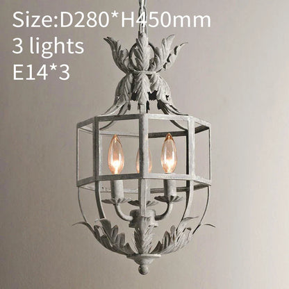 DecorBites™ Grey/Gold Metal Cage Chandelier: Russian-Inspired, 3-Light Lustre for Nursery, Kitchen, Dining