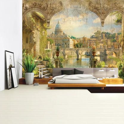 DecorBites™ Green Plant Landscape Tapestry | Boho Wall Hanging for City Castle Hill