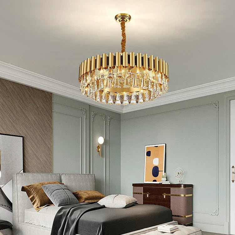 Gold Oval Crystal Chandelier 90cm For Dining Rooms