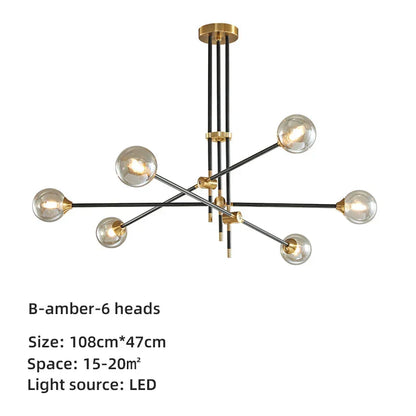 DecorBites™ Geometric Glass Ball Chandelier: Post-modern LED Pendant Lights for Stylish Decor