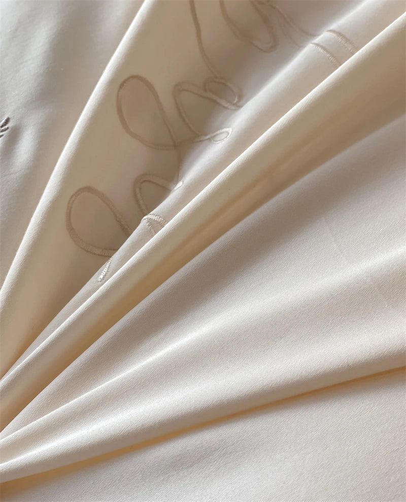 DecorBites™ French Princess 1000TC Cotton Bedding Set with Flowers Embroidery and Ruffles