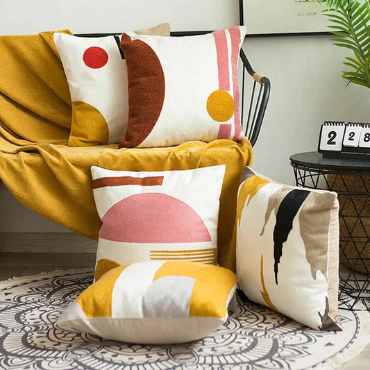 DecorBites™ Embroidered Cushion Cover Set of 4 Colors for Home Decoration